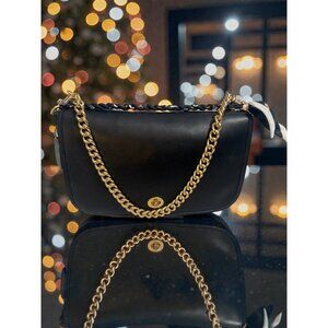 VTG Coach Convertible Clutch 9635 Black Leather Brass 90s Bag USA Tag New Strap